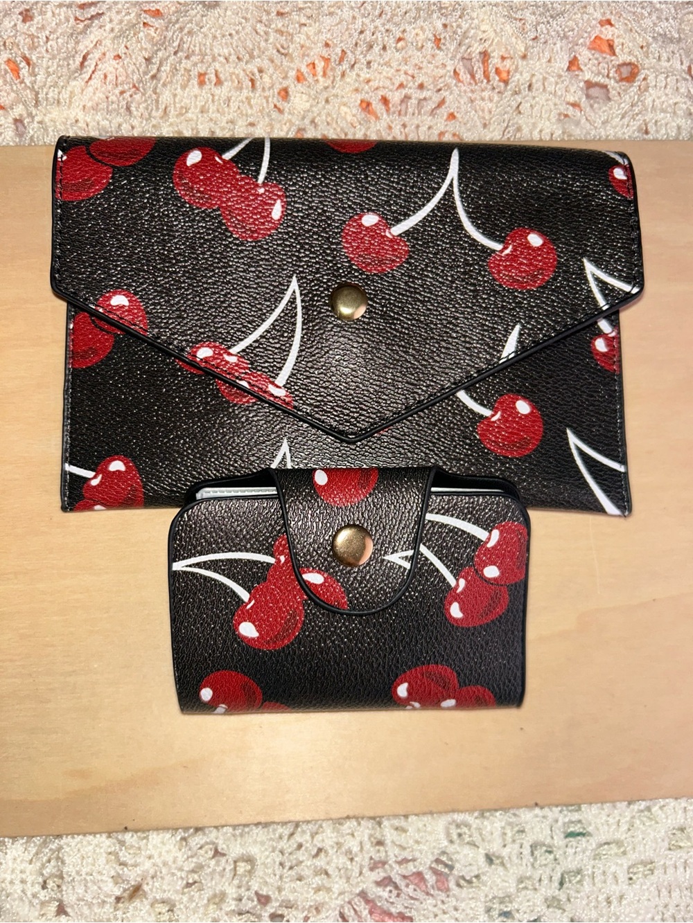 Cherry Wallet & Card Holder set 🍒❤️